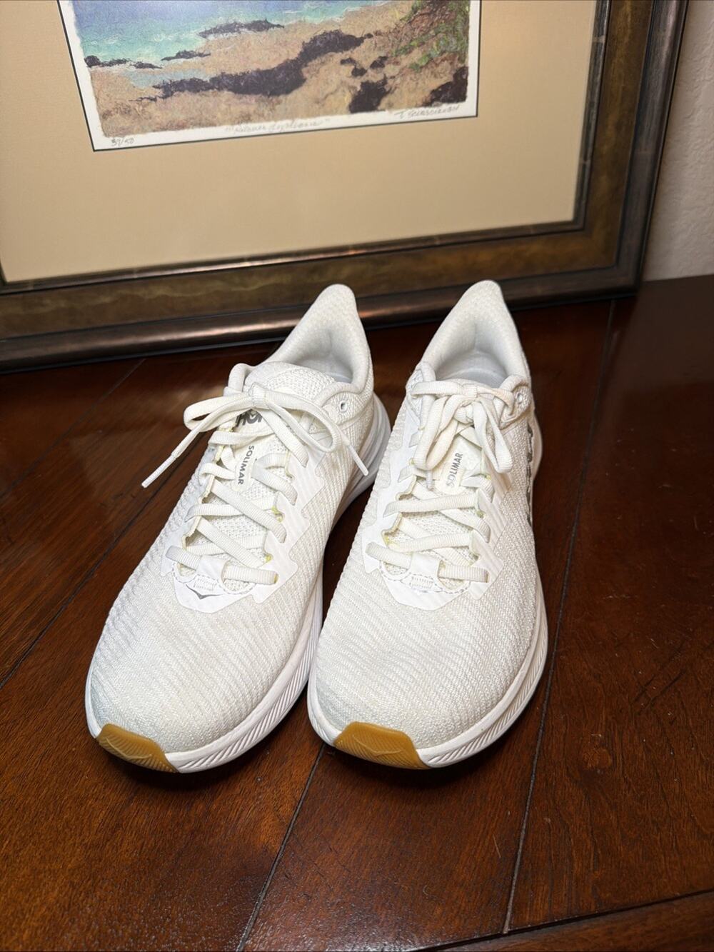 Hoka One One Solimar Women’s 8B White/White Mesh Lace-Up Sneakers Low Top